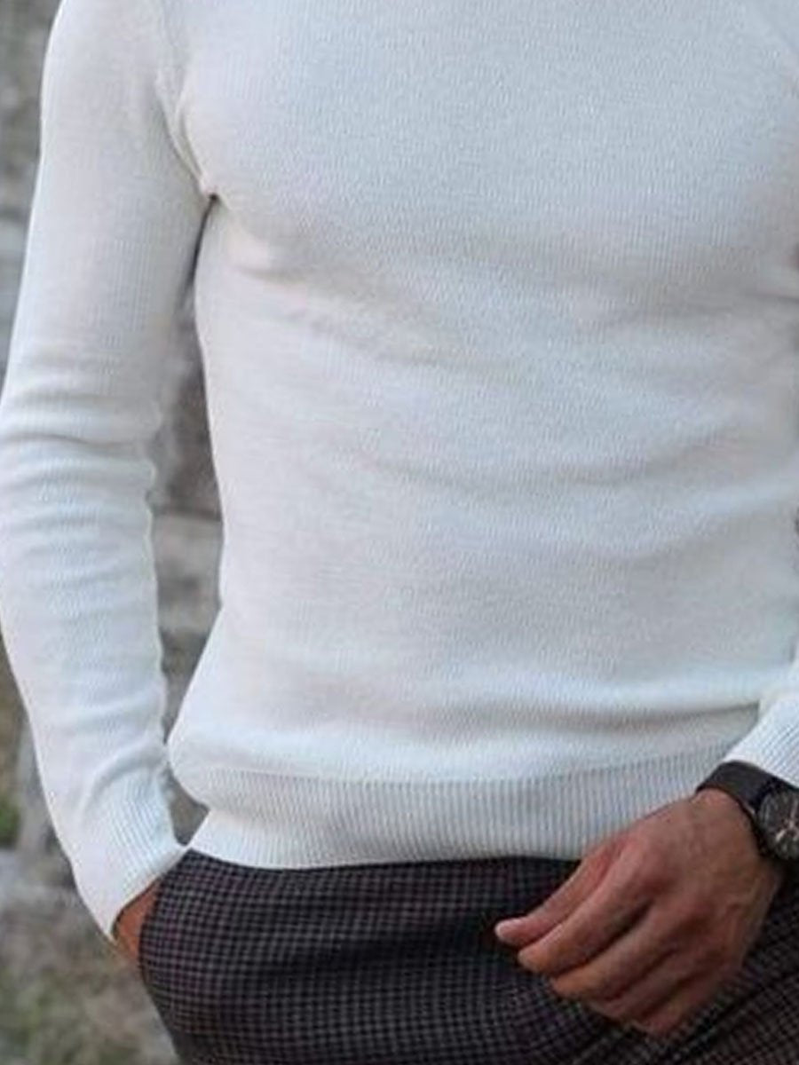 Witte universele trui met col, gebreid 56332429D