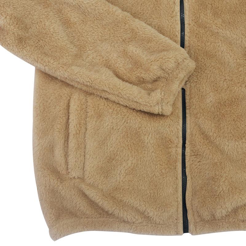 Heren fleecejack van dubbele fleece in effen kleur, warm, losjes met capuchon 18771046X