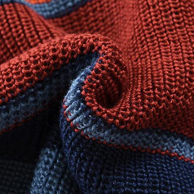 Heren vintage trui met V-hals in regenboogstrepen 10689080X