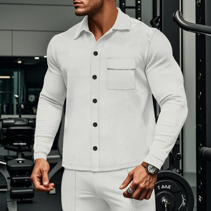 Heren Casual Overhemdjack van Twillstof met Lange Mouwen en Revers 81404977M