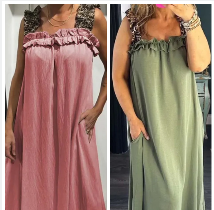 Klara | Luchtige Maxi Jurk met Schouderbanden en Zakken