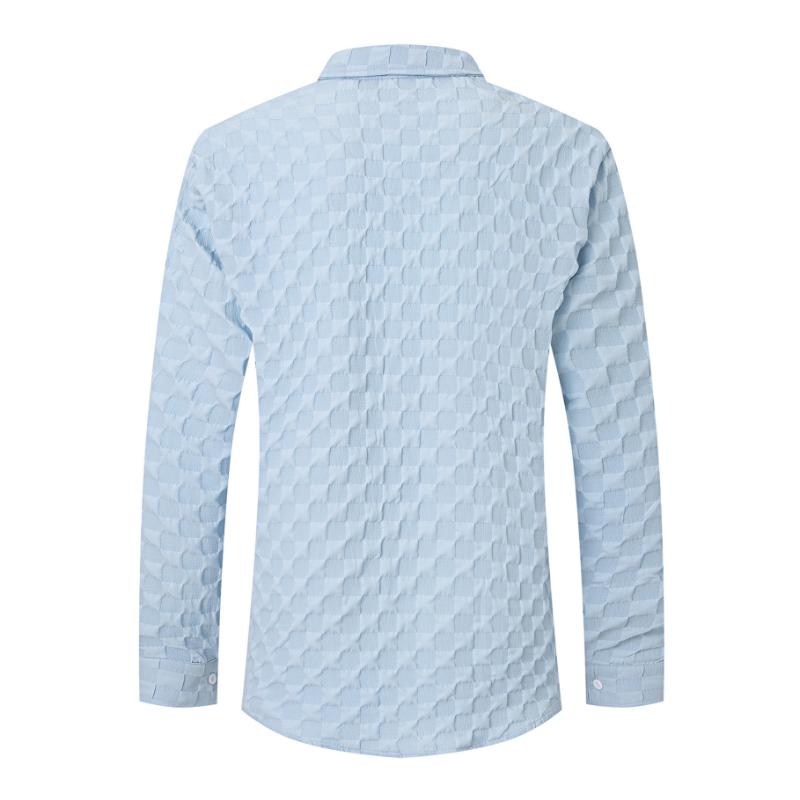 Heren geruite overhemd met borstzak, met lange mouwen 10101676Y