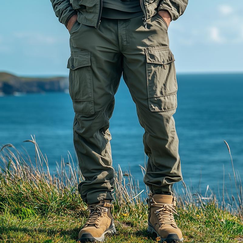 Heren Cargo Broeken in Effen Kleur met Veel Zakjes 76423225Z