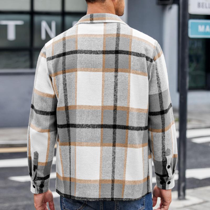 Heren Vintage Geruite Flanellen Overhemd met Lange Mouwen 17882382Y