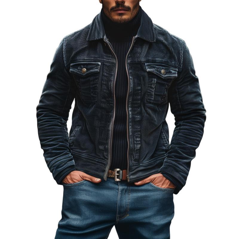 Heren Vintage Corduroy Jas met Rits 80175085M