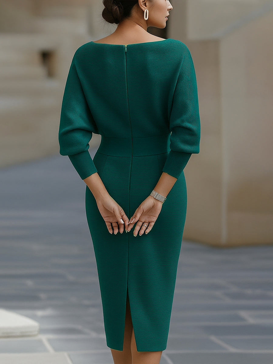 Witte Gelaagde Batwing Midi Jurk